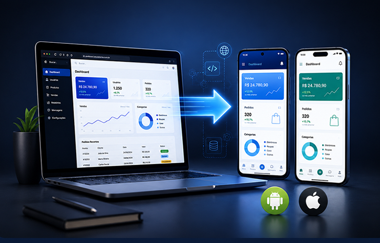 Como transformar um sistema web em aplicativo para Android e iPhone sem desenvolver tudo novamente